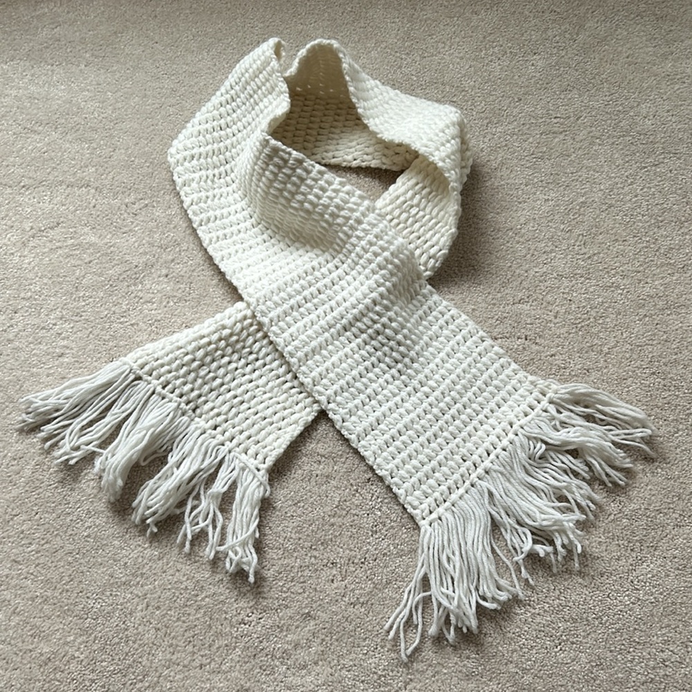 Handmade Crocheted Fringed Scarf